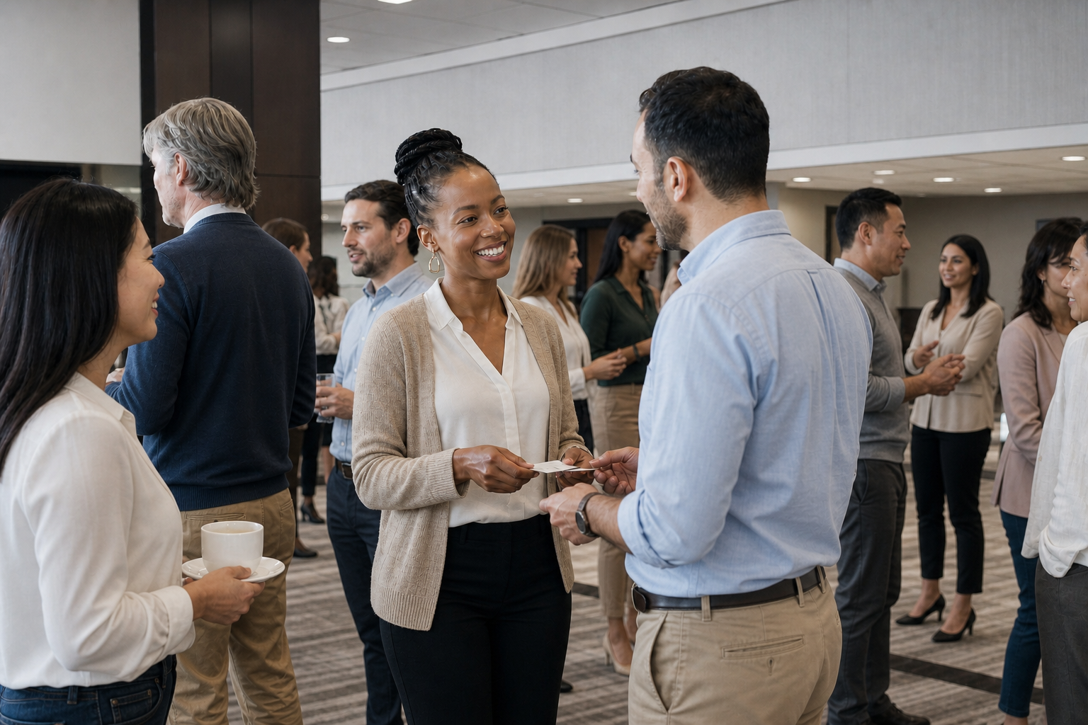 Professional Networking in a Hotel Meeting Room-1