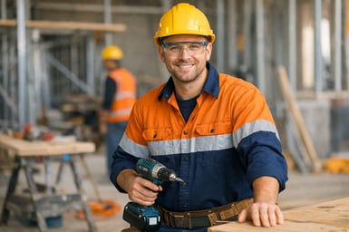 construction worker with eye safety glasses